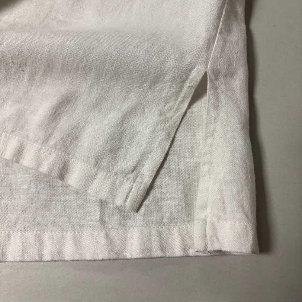 White Embroidered Womens Linen Tank Top Small - Picture 10 of 11